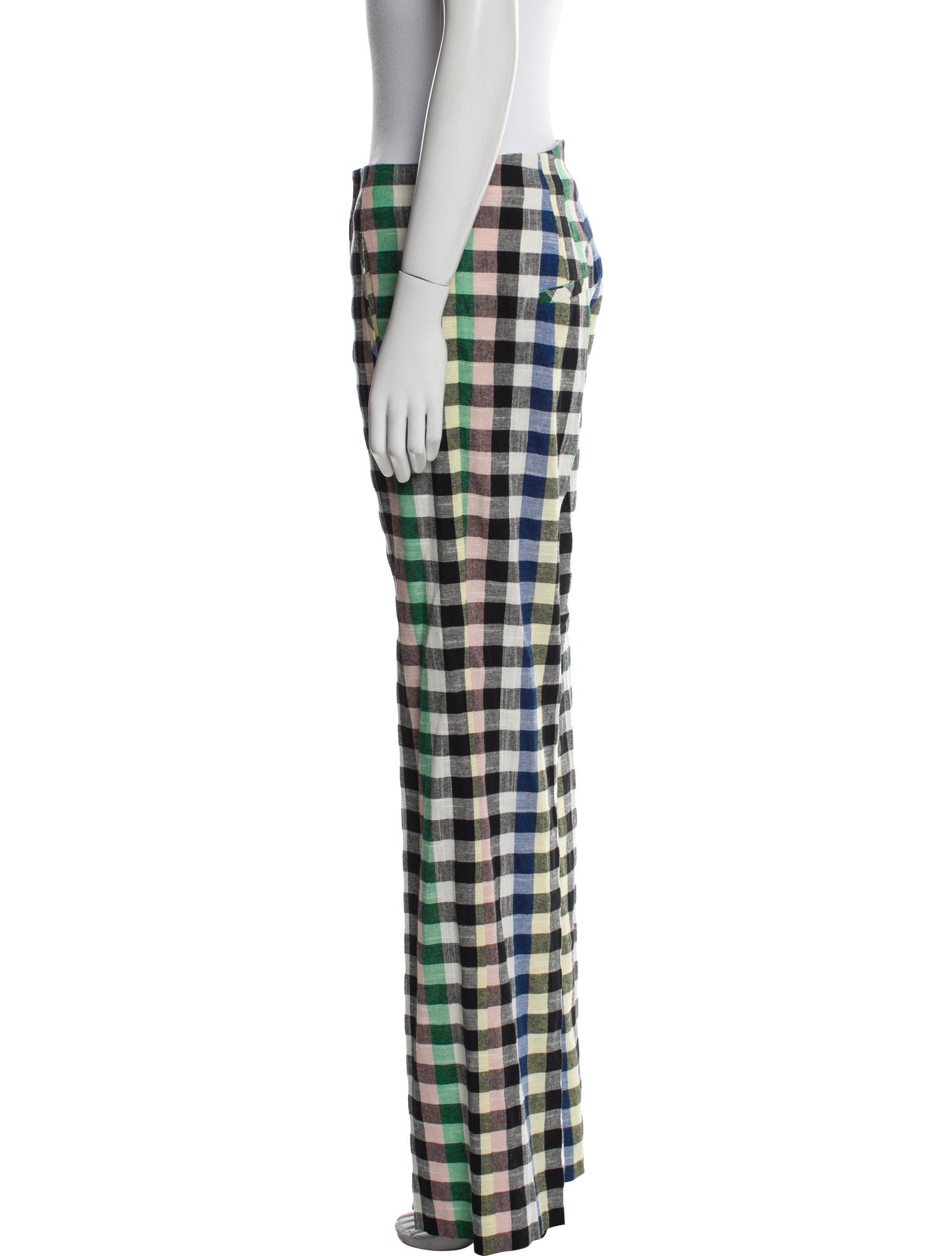 Veronica Beard Plaid Print Wide Leg Pants