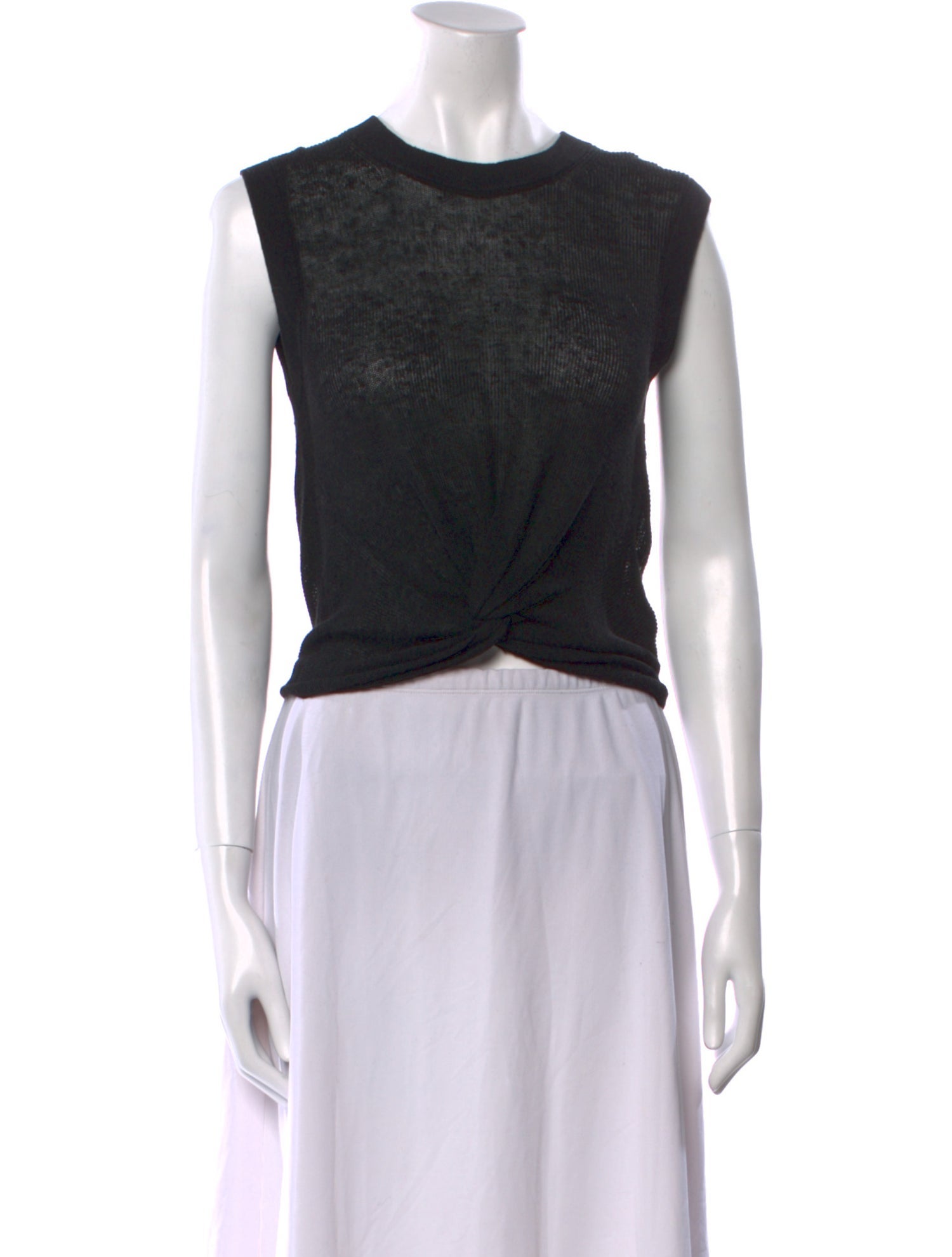 Veronica Beard Linen Crew Neck Crop Top