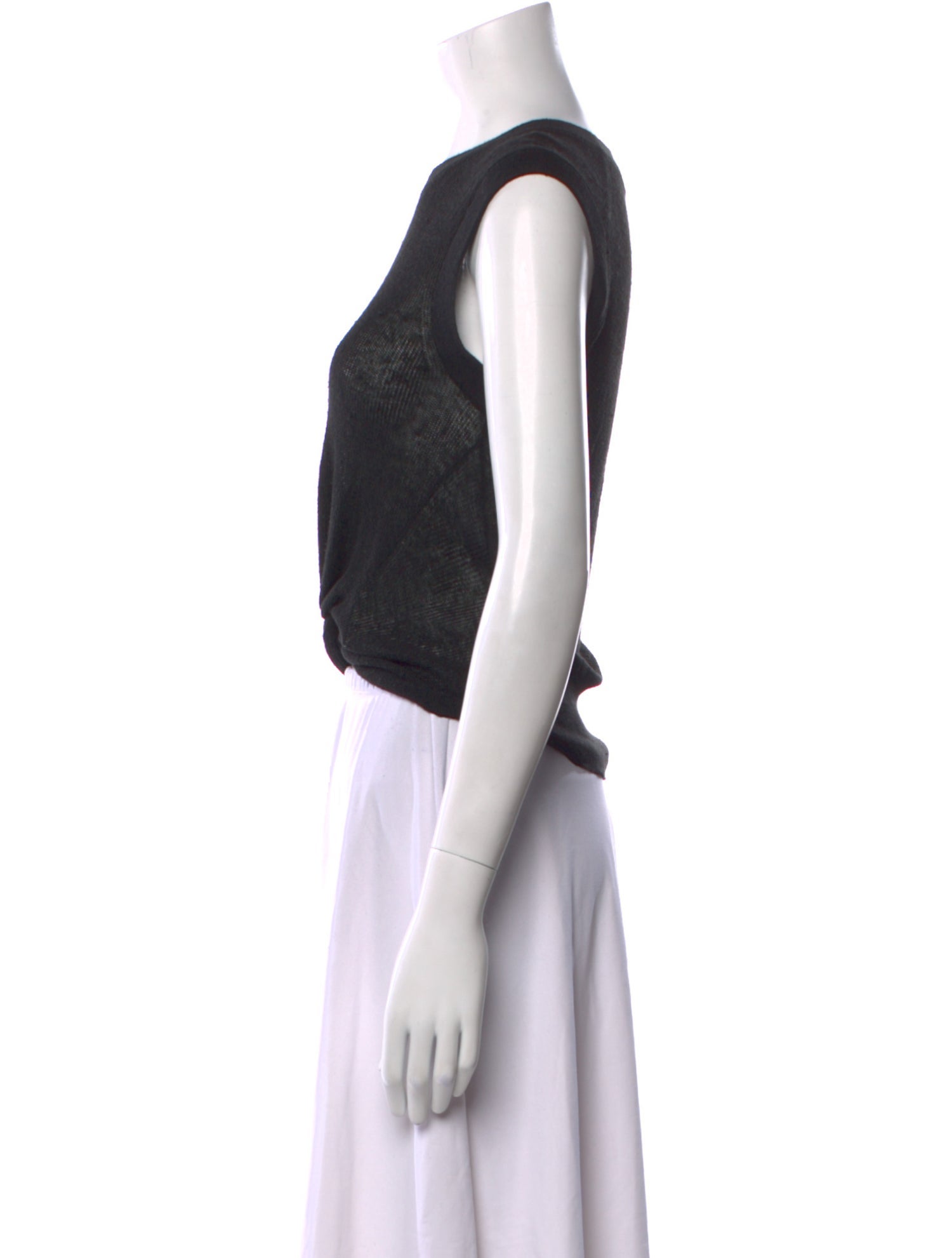 Veronica Beard Linen Crew Neck Crop Top