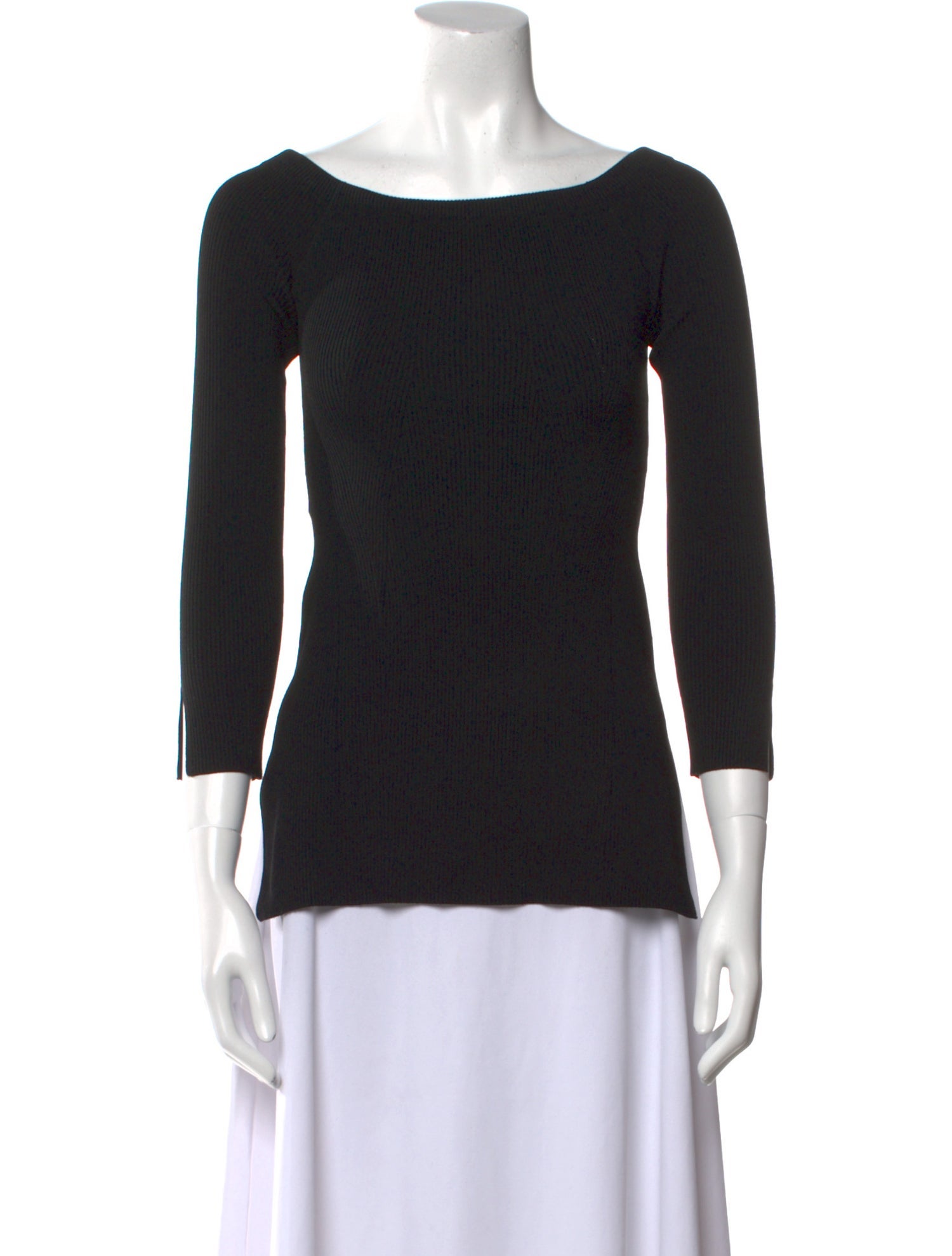 Veronica Beard Bateau Neckline Three-Quarter Sleeve Top