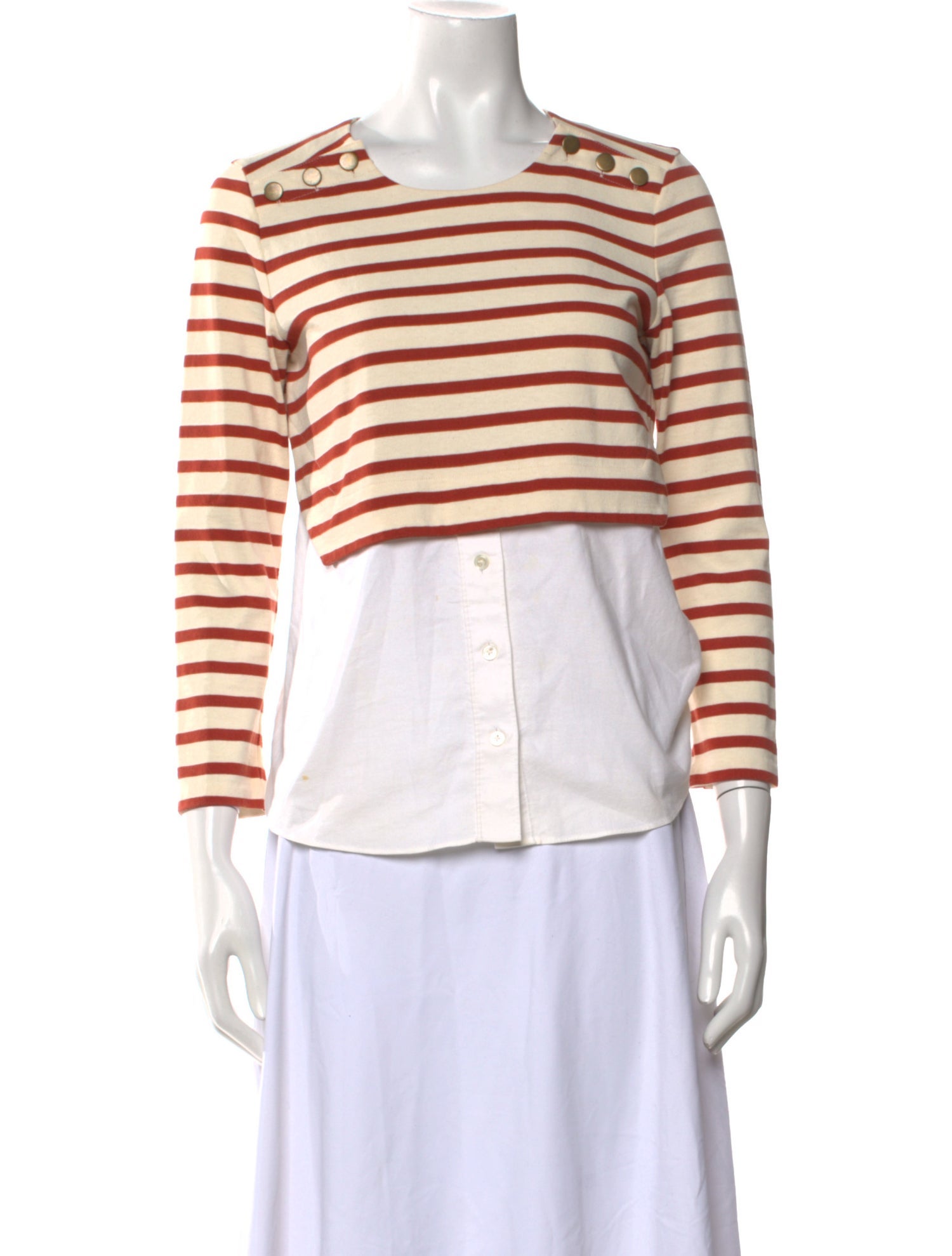 Veronica Beard Striped Crew Neck Top
