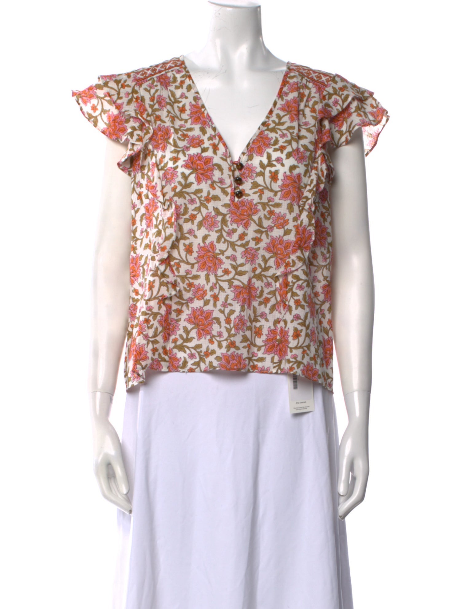 Veronica Beard Floral Print V-Neck Blouse w/ Tags
