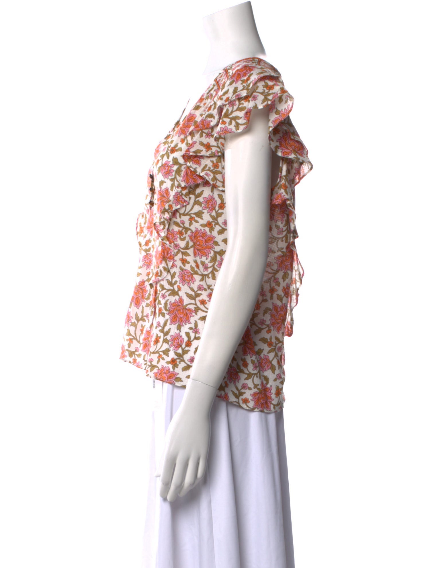Veronica Beard Floral Print V-Neck Blouse w/ Tags
