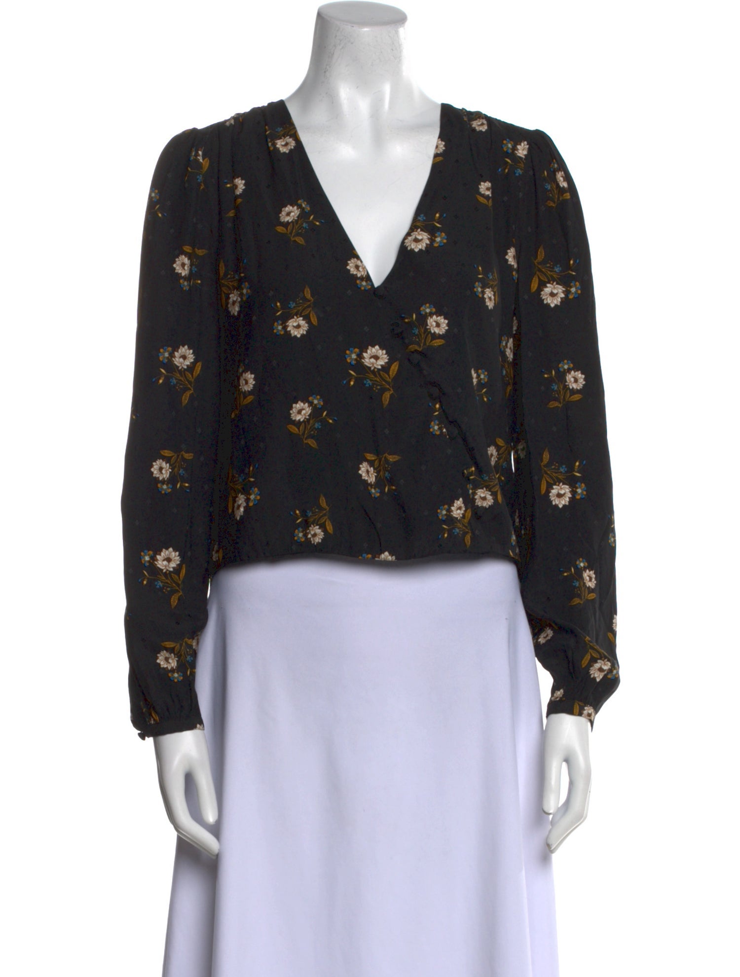 Veronica Beard Silk Floral Print Crop Top