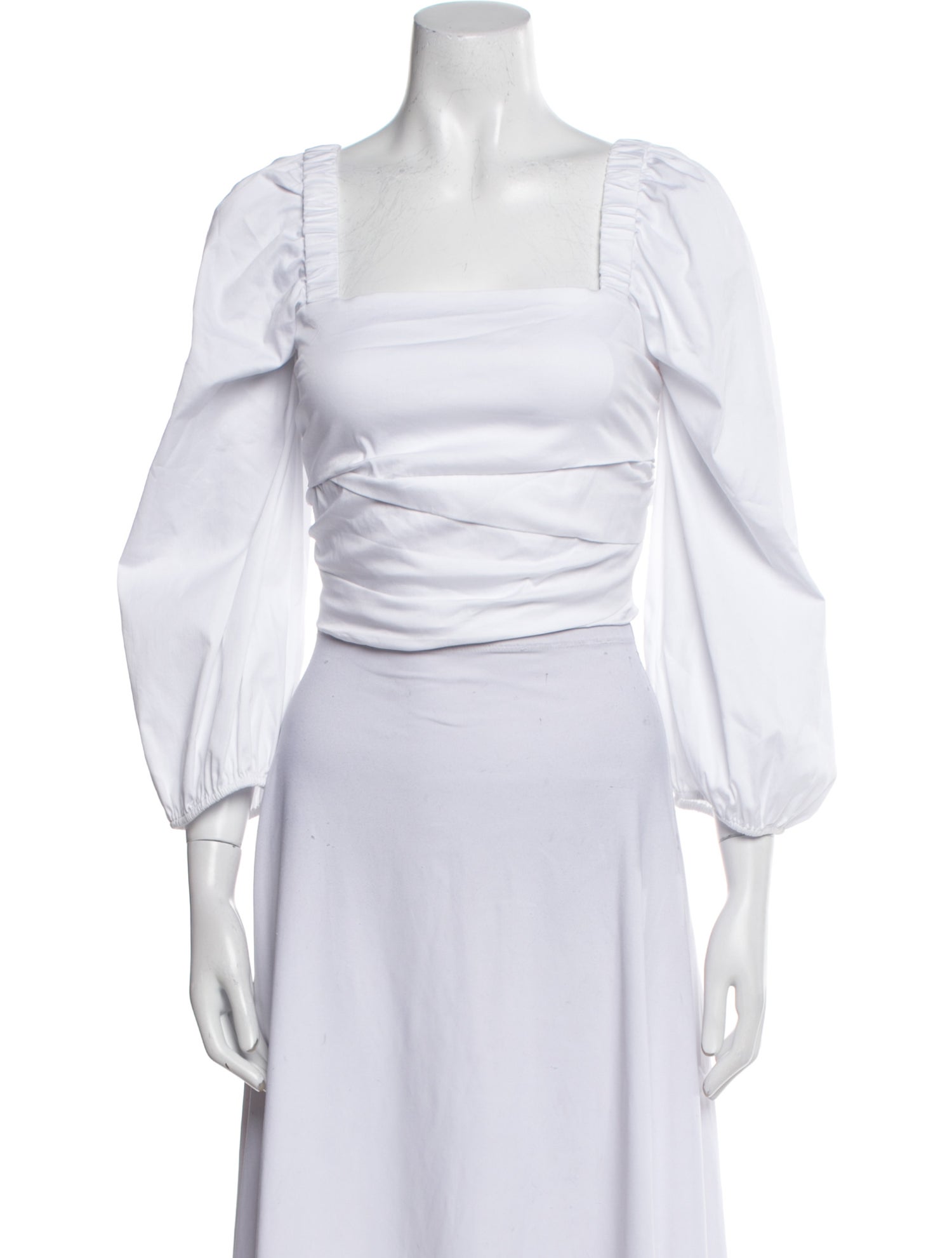 Veronica Beard Square Neckline Three-Quarter Sleeve Crop Top