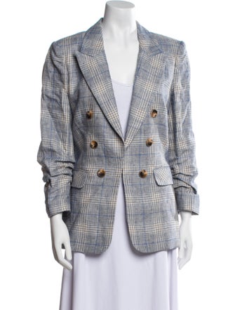 Veronica Beard Linen Plaid Print Blazer