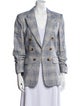 Veronica Beard Linen Plaid Print Blazer