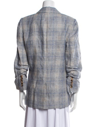 Veronica Beard Linen Plaid Print Blazer
