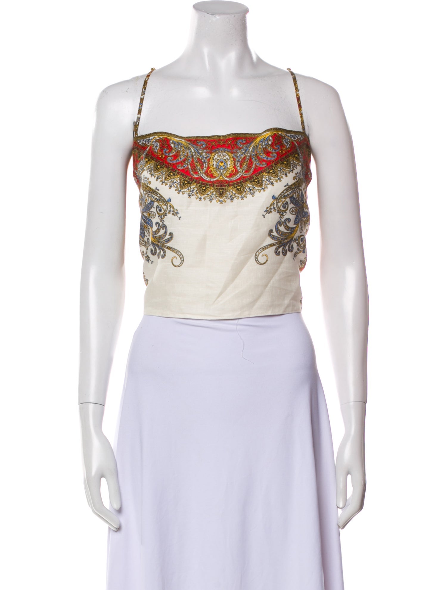 Veronica Beard Linen Printed Crop Top w/ Tags