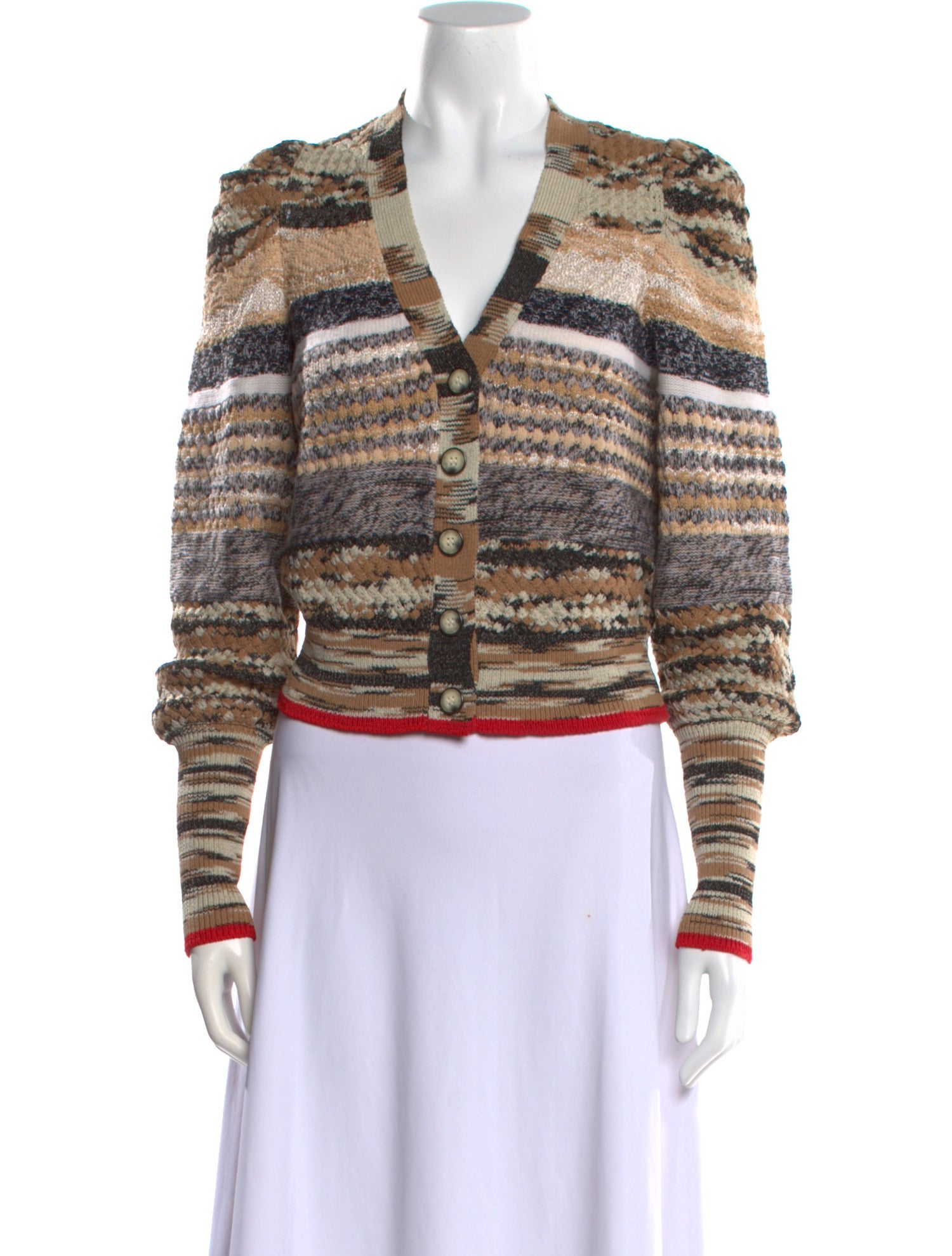 Veronica Beard Striped V-Neck Sweater