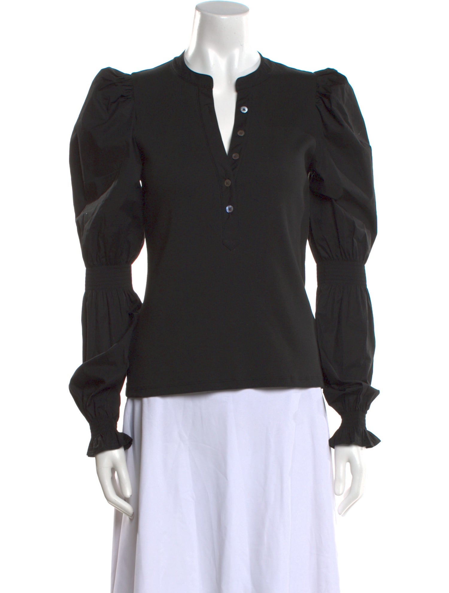 Veronica Beard V-Neck Long Sleeve Polo