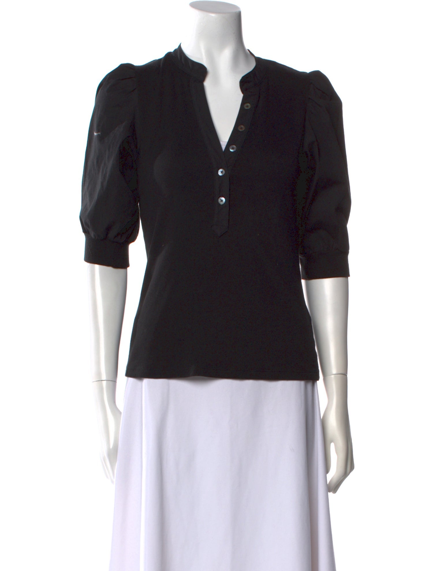 Veronica Beard V-Neck Three-Quarter Sleeve Polo