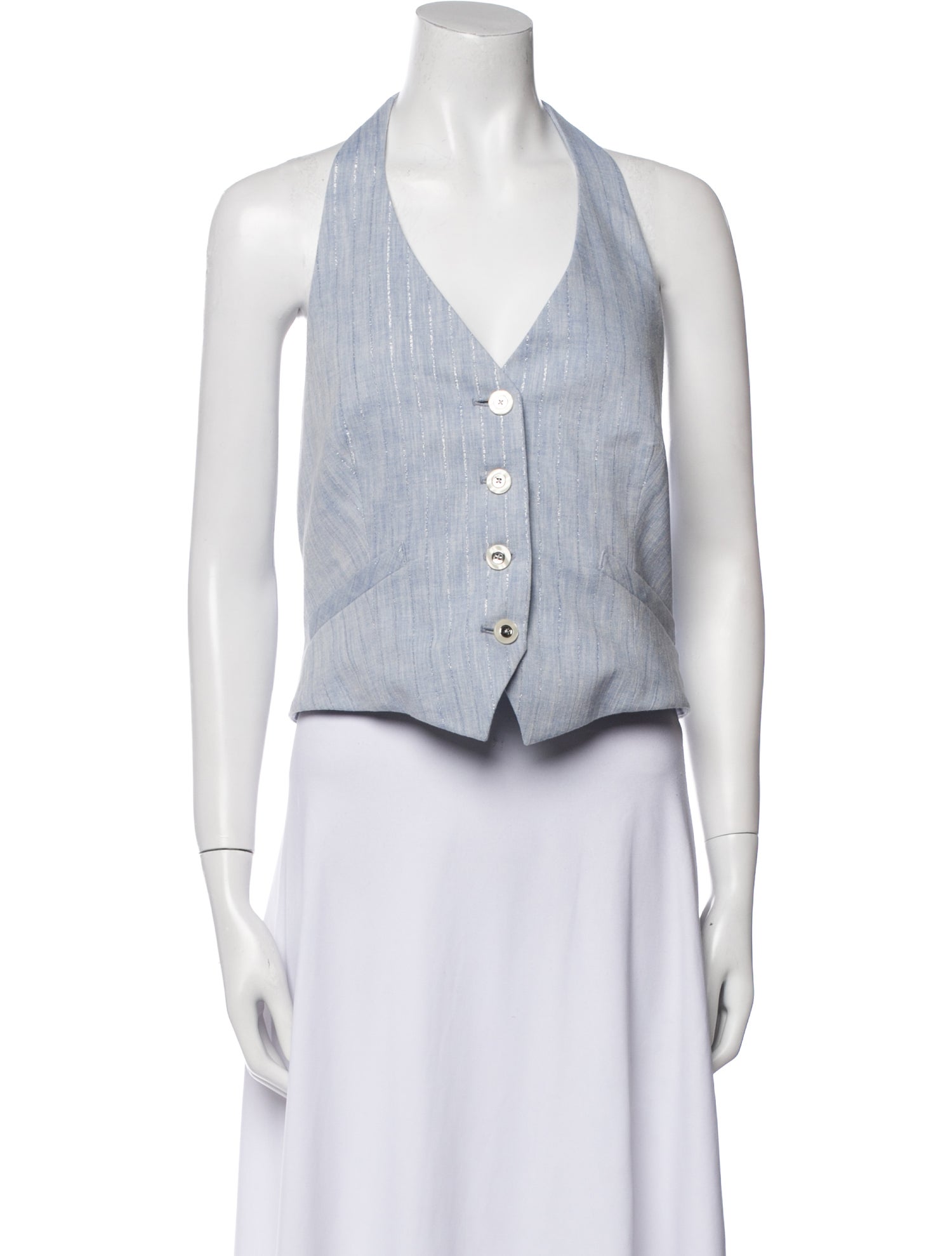 Veronica Beard V-Neck Sleeveless Crop Top