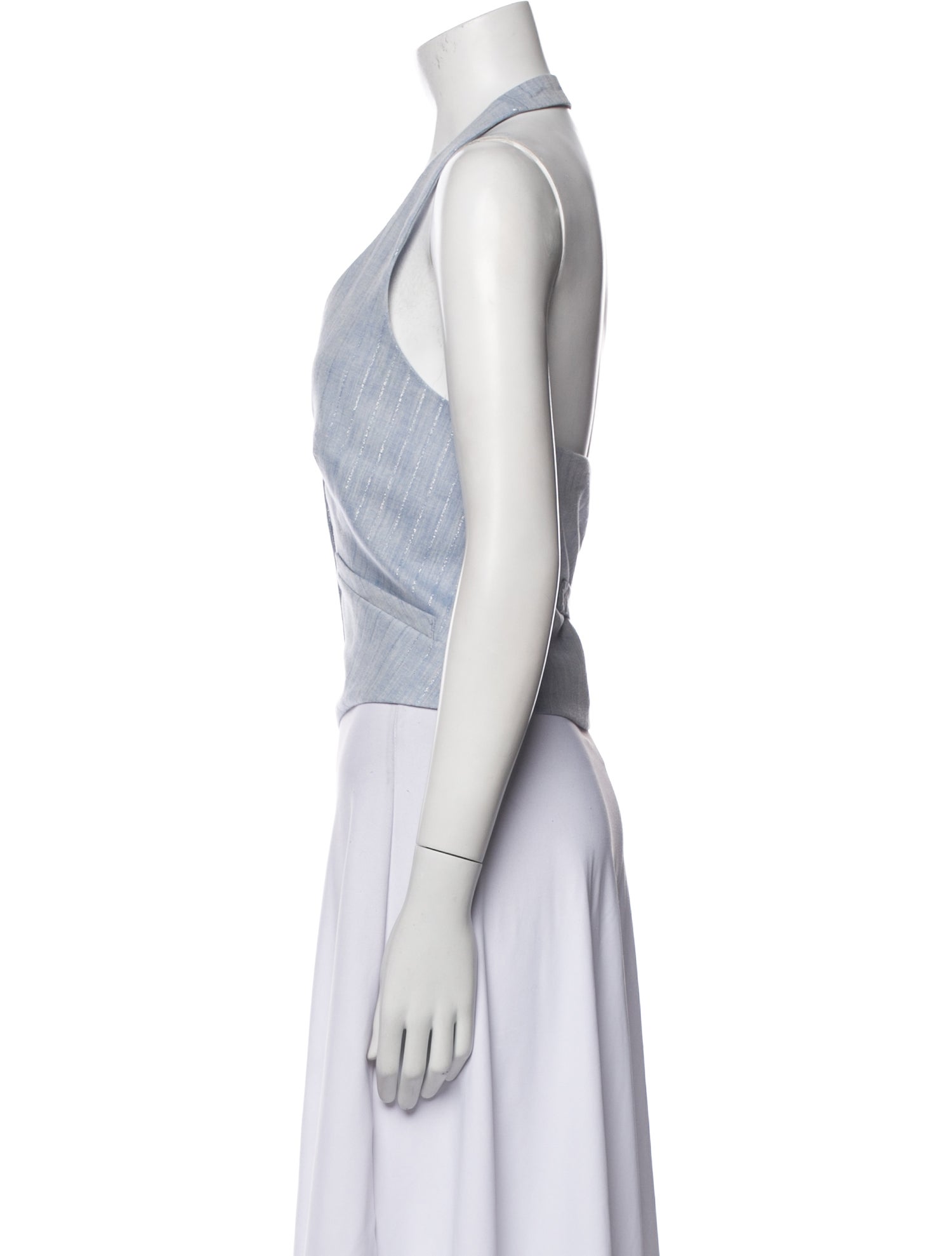 Veronica Beard V-Neck Sleeveless Crop Top