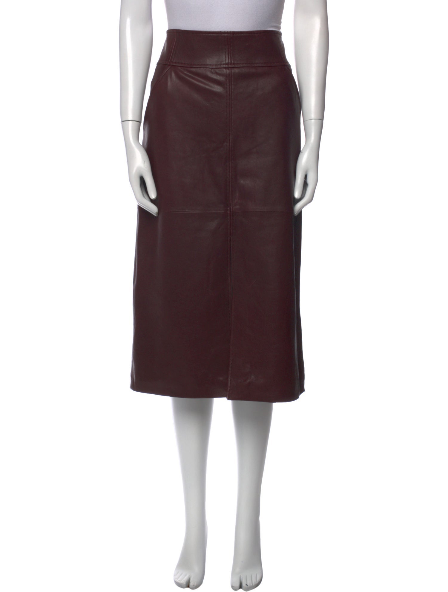 Veronica Beard Lamb Leather Knee-Length Skirt