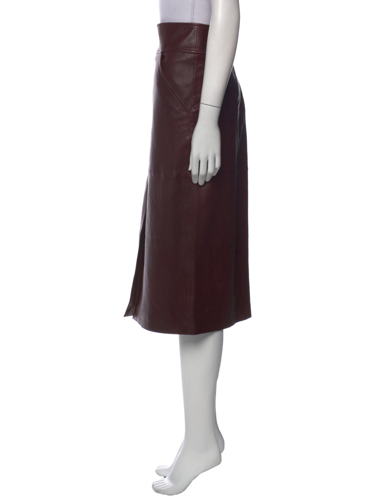 Veronica Beard Lamb Leather Knee-Length Skirt