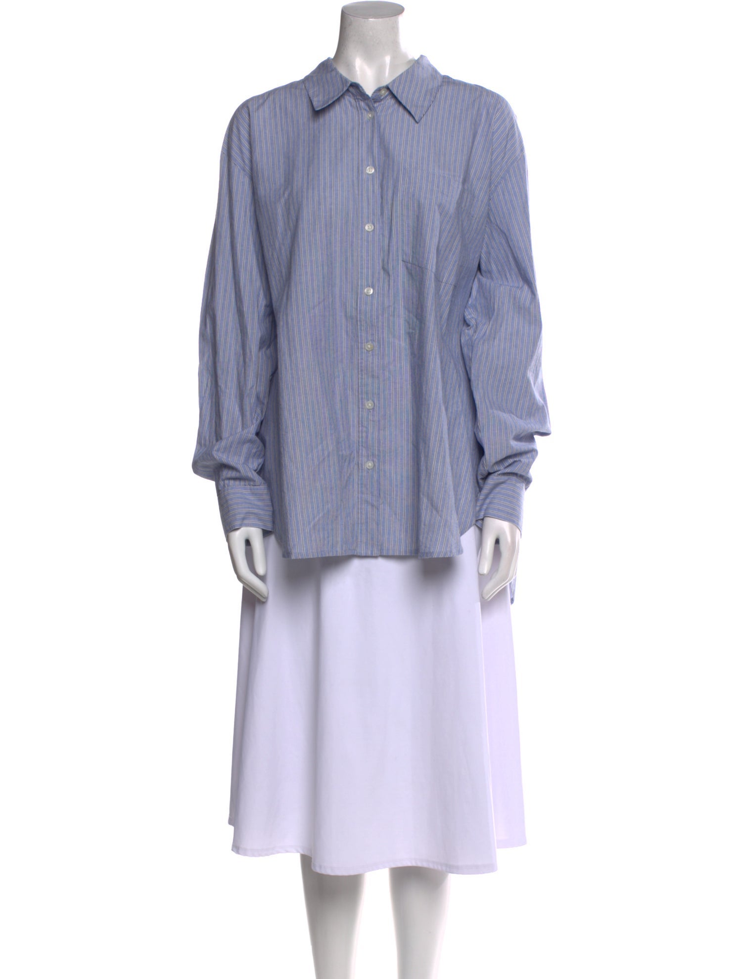 Veronica Beard Striped Long Sleeve Button-Up Top