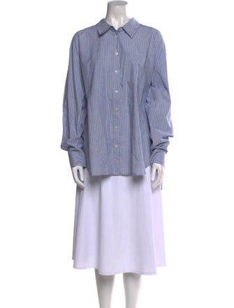 Veronica Beard Striped Long Sleeve Button-Up Top