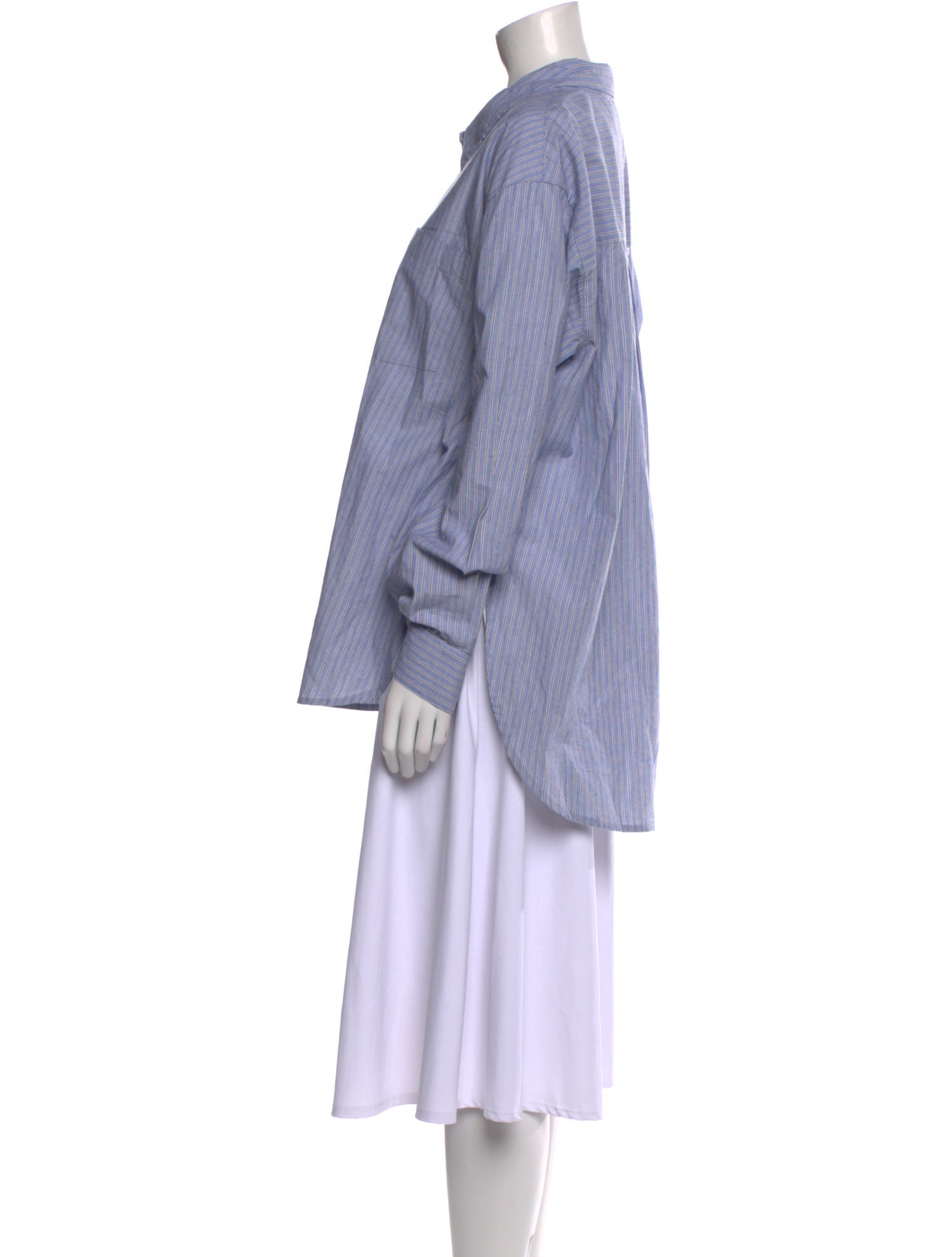 Veronica Beard Striped Long Sleeve Button-Up Top