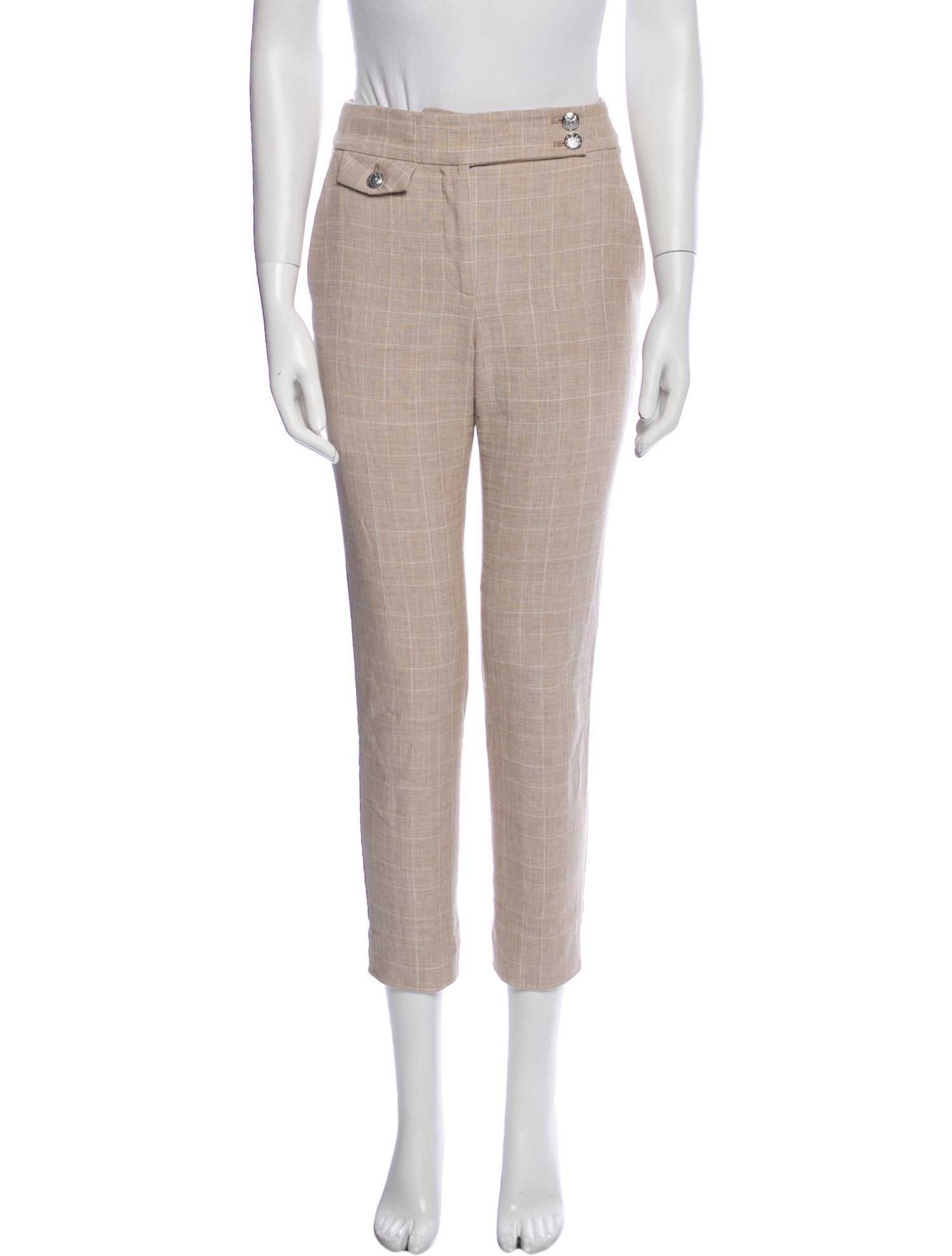 Veronica Beard Plaid Print Skinny Leg Pants