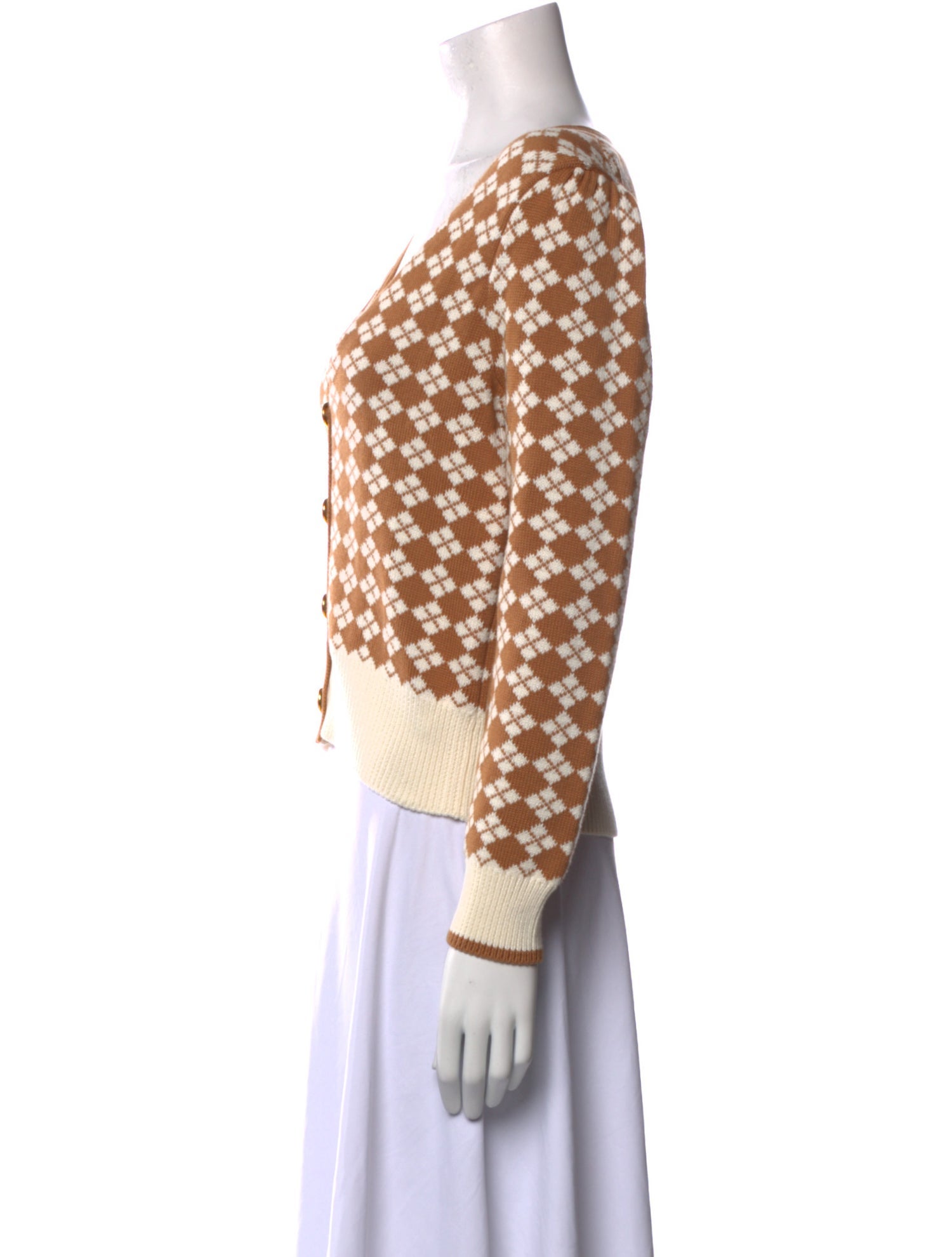 Veronica Beard Plaid Print V-Neck Sweater