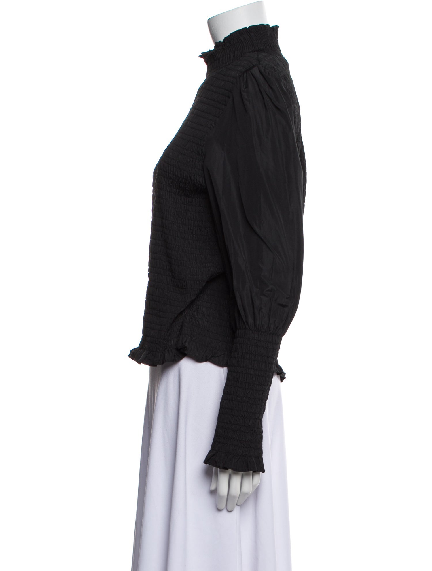 Veronica Beard Mock Neck Long Sleeve Blouse