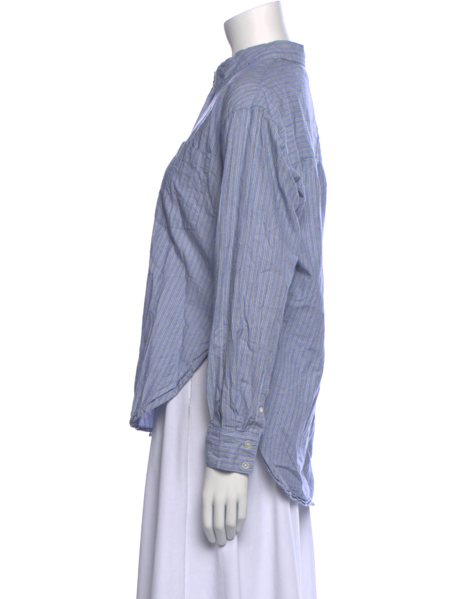 Veronica Beard Striped Long Sleeve Button-Up Top