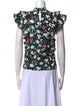 Veronica Beard Floral Print Mock Neck Crop Top