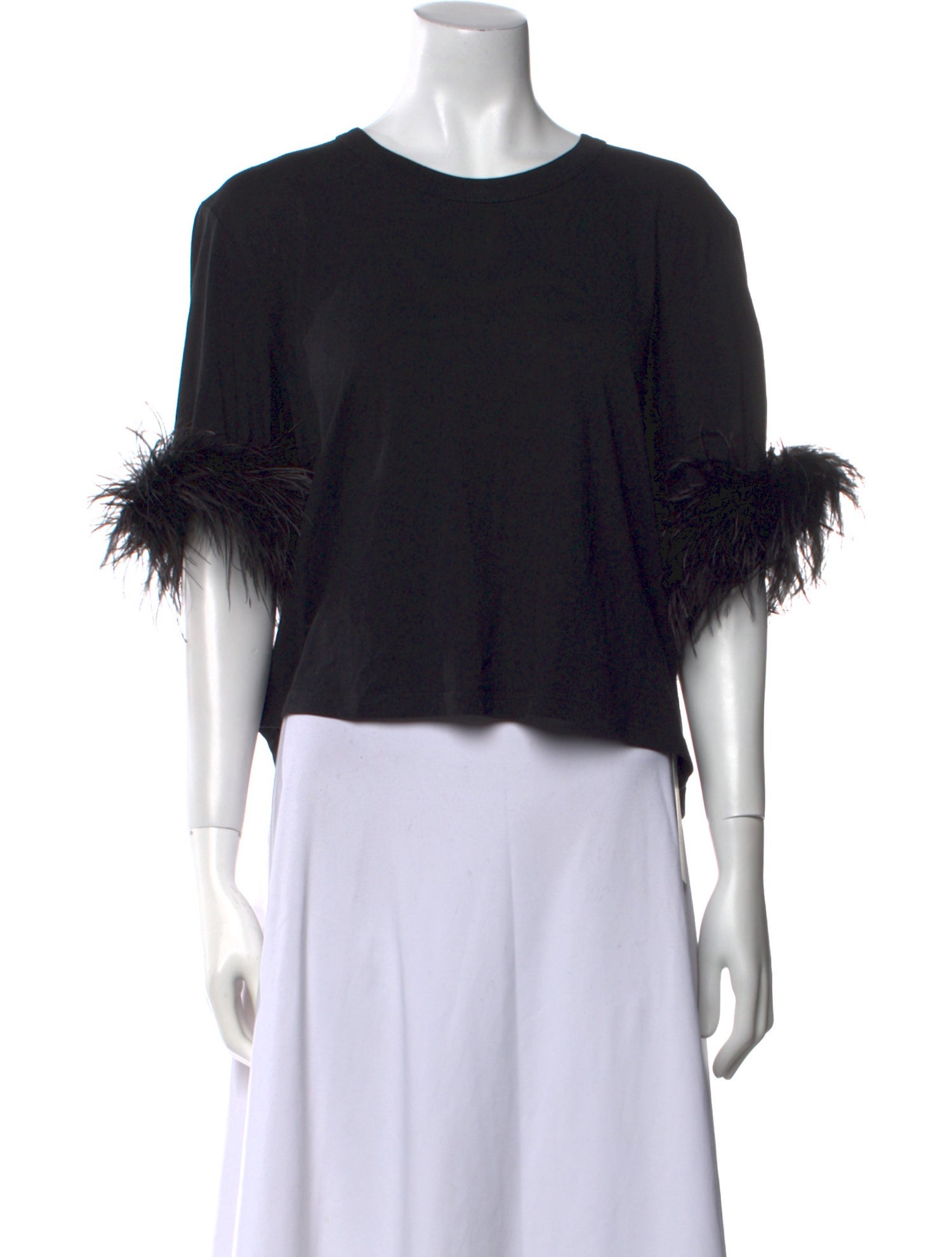 Veronica Beard Scoop Neck Short Sleeve Crop Top