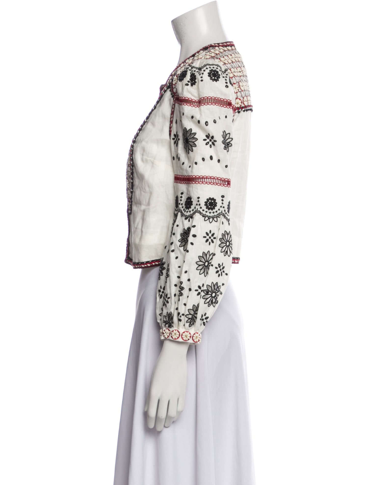 Veronica Beard Linen Printed Evening Jacket