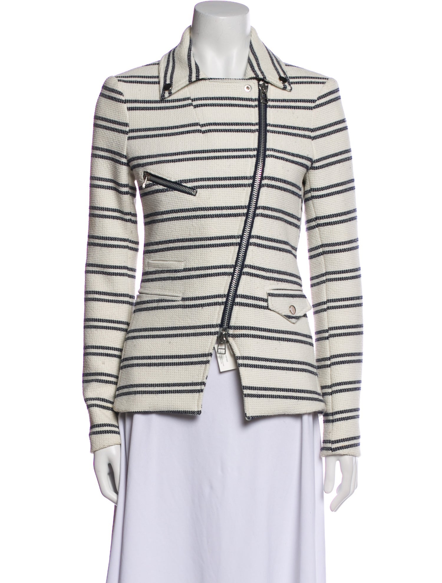 Veronica Beard Striped Biker Jacket