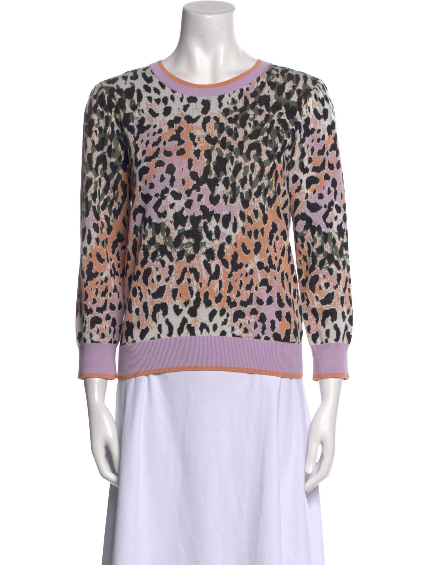 Veronica Beard Animal Print Crew Neck Sweater