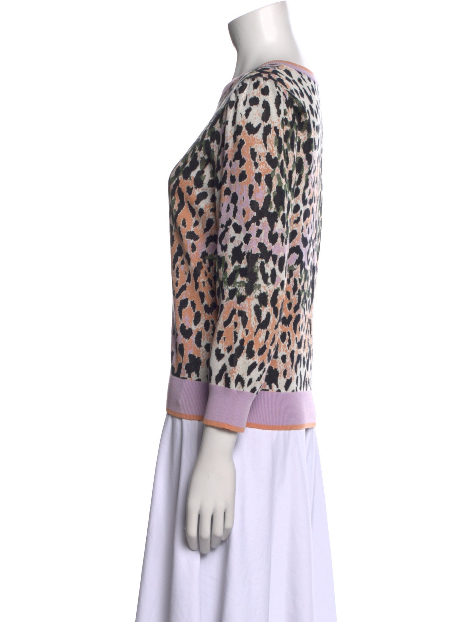 Veronica Beard Animal Print Crew Neck Sweater