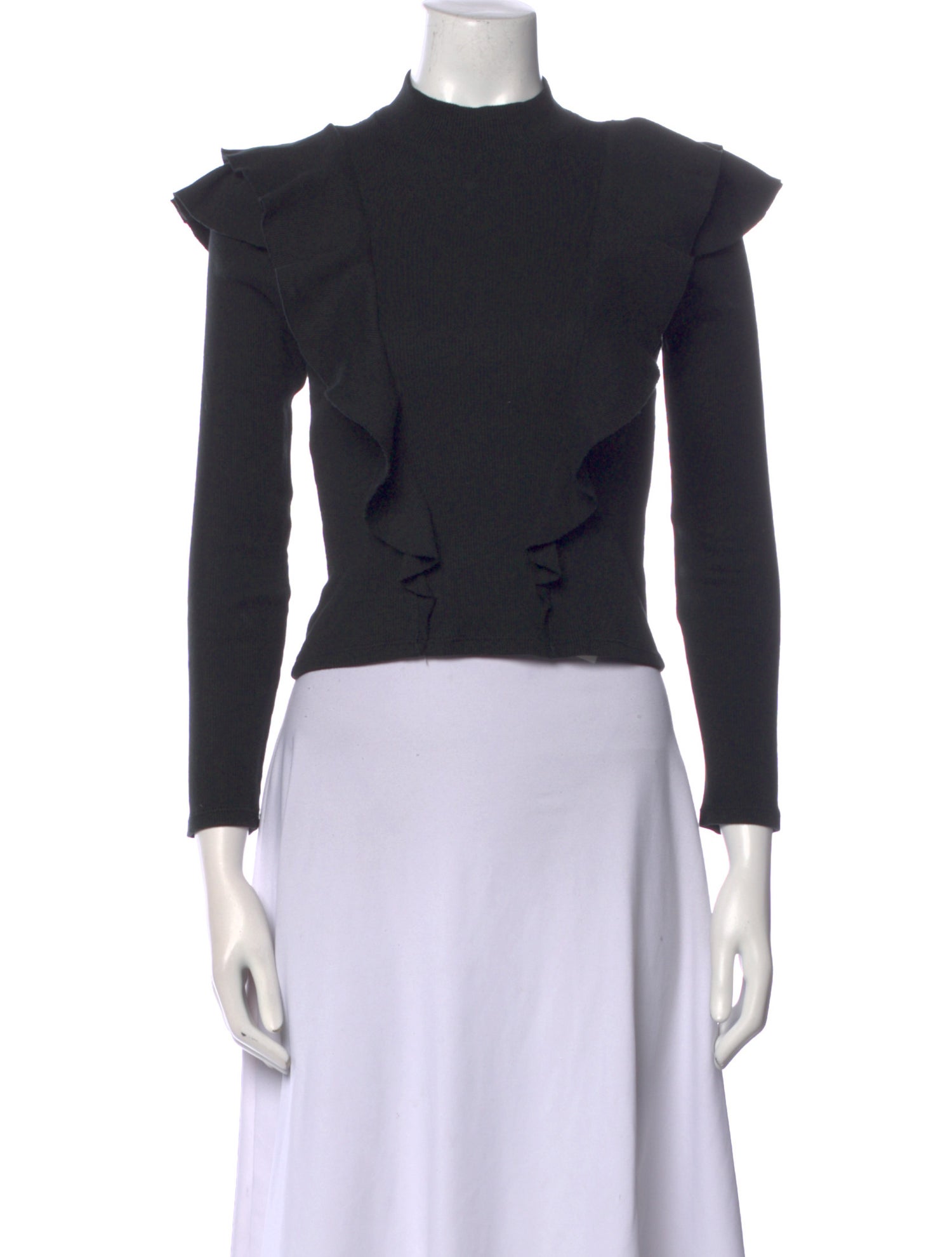 Veronica Beard Mock Neck Long Sleeve Crop Top