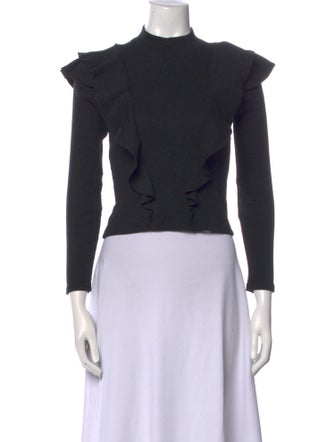 Veronica Beard Mock Neck Long Sleeve Crop Top