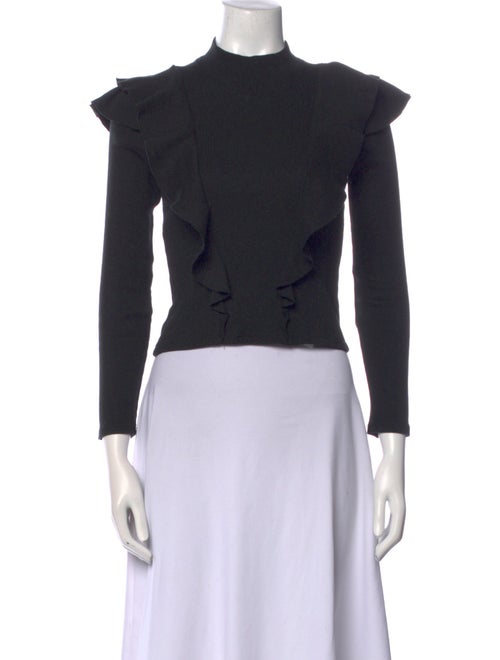 Veronica Beard Mock Neck Long Sleeve Crop Top