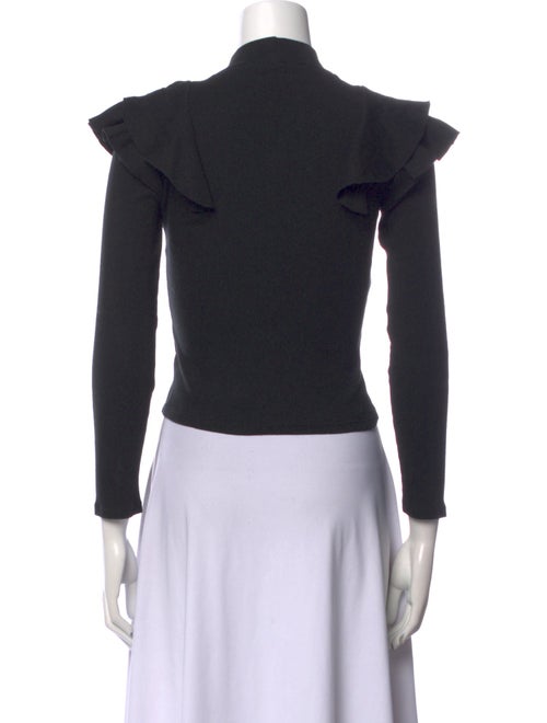 Veronica Beard Mock Neck Long Sleeve Crop Top