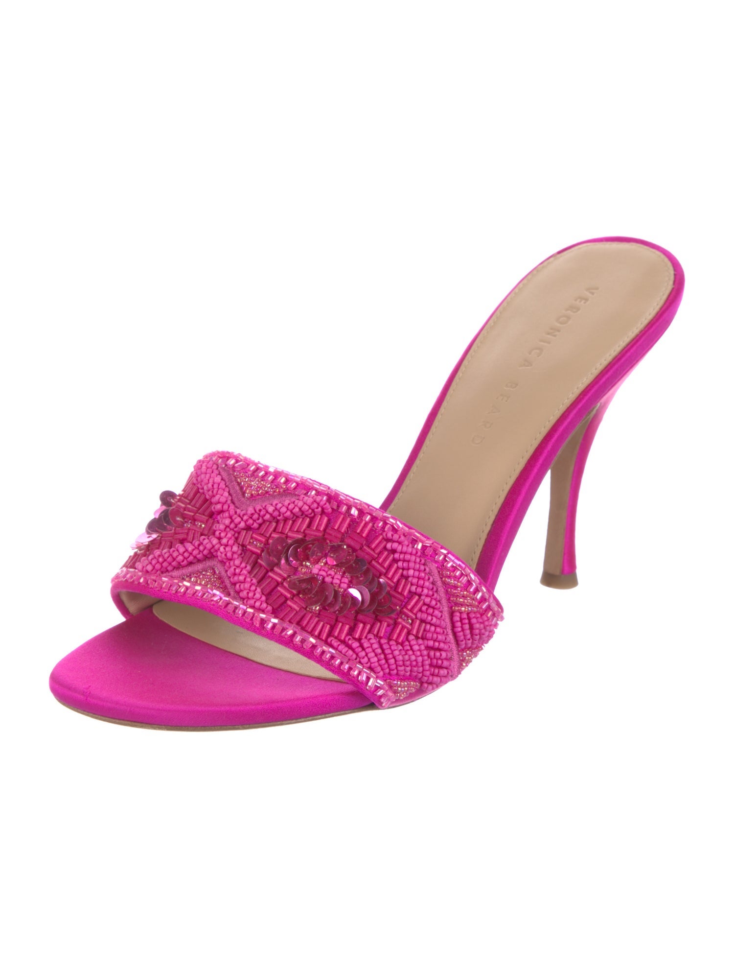 Veronica Beard Satin Sequin Embellishments Mules