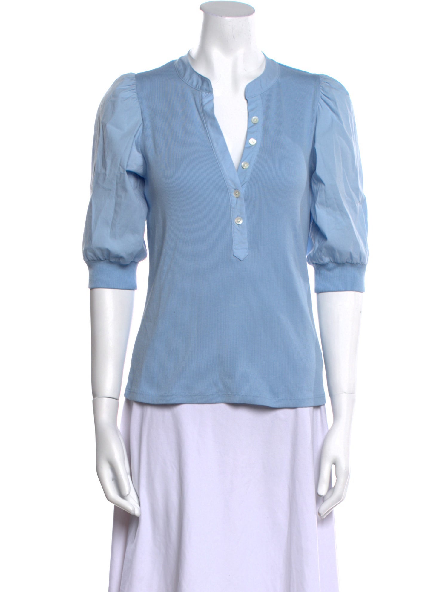 Veronica Beard V-Neck Three-Quarter Sleeve Polo