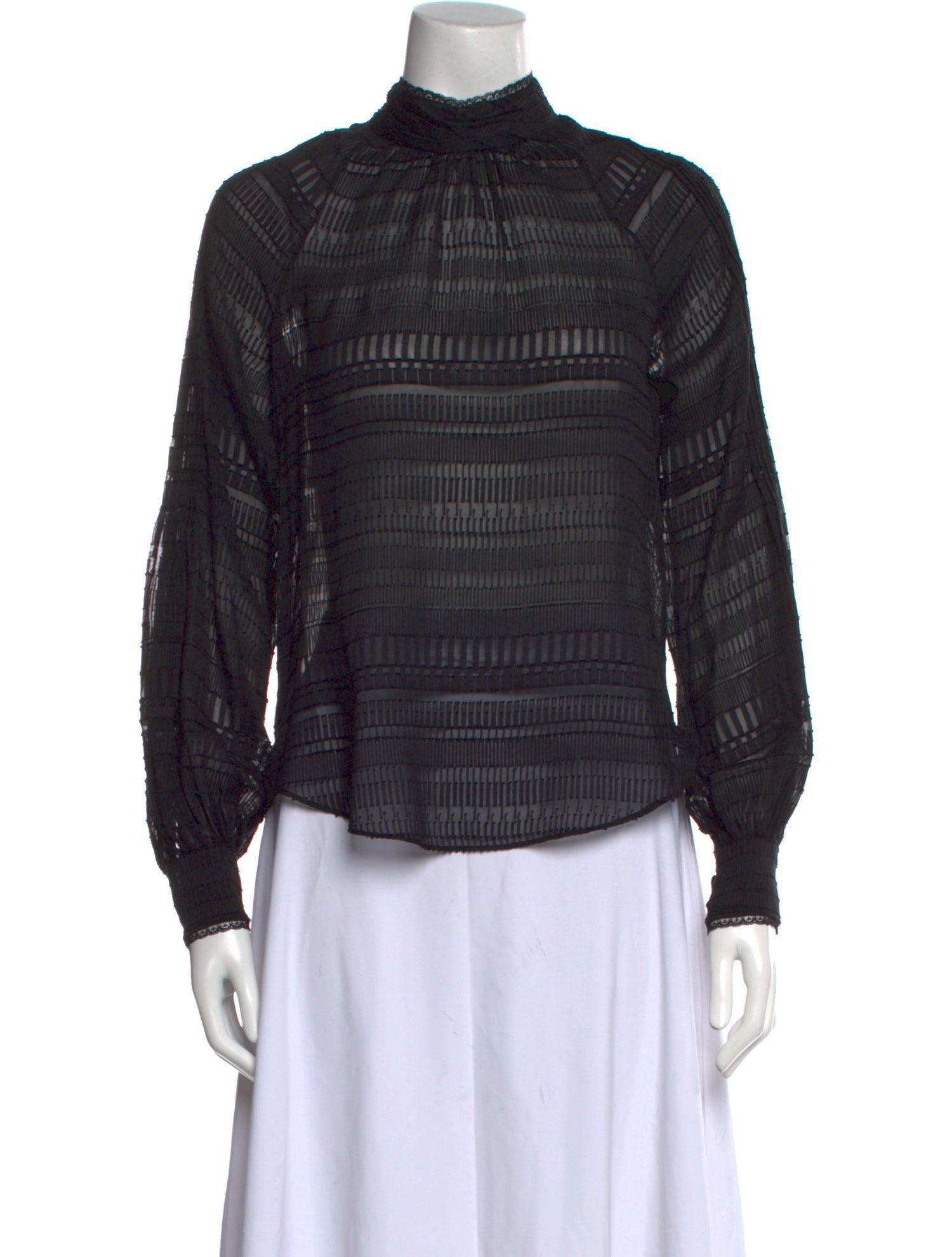 Veronica Beard Mock Neck Long Sleeve Blouse