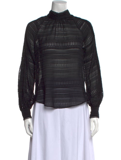 Veronica Beard Mock Neck Long Sleeve Blouse