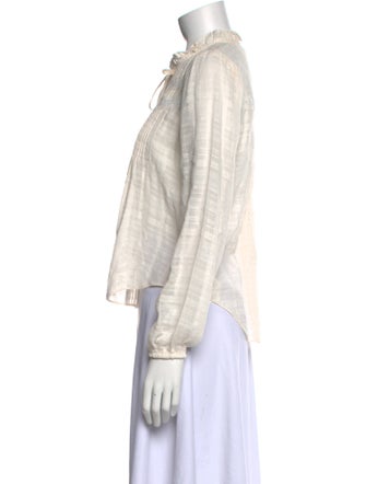 Veronica Beard Striped Mock Neck Blouse