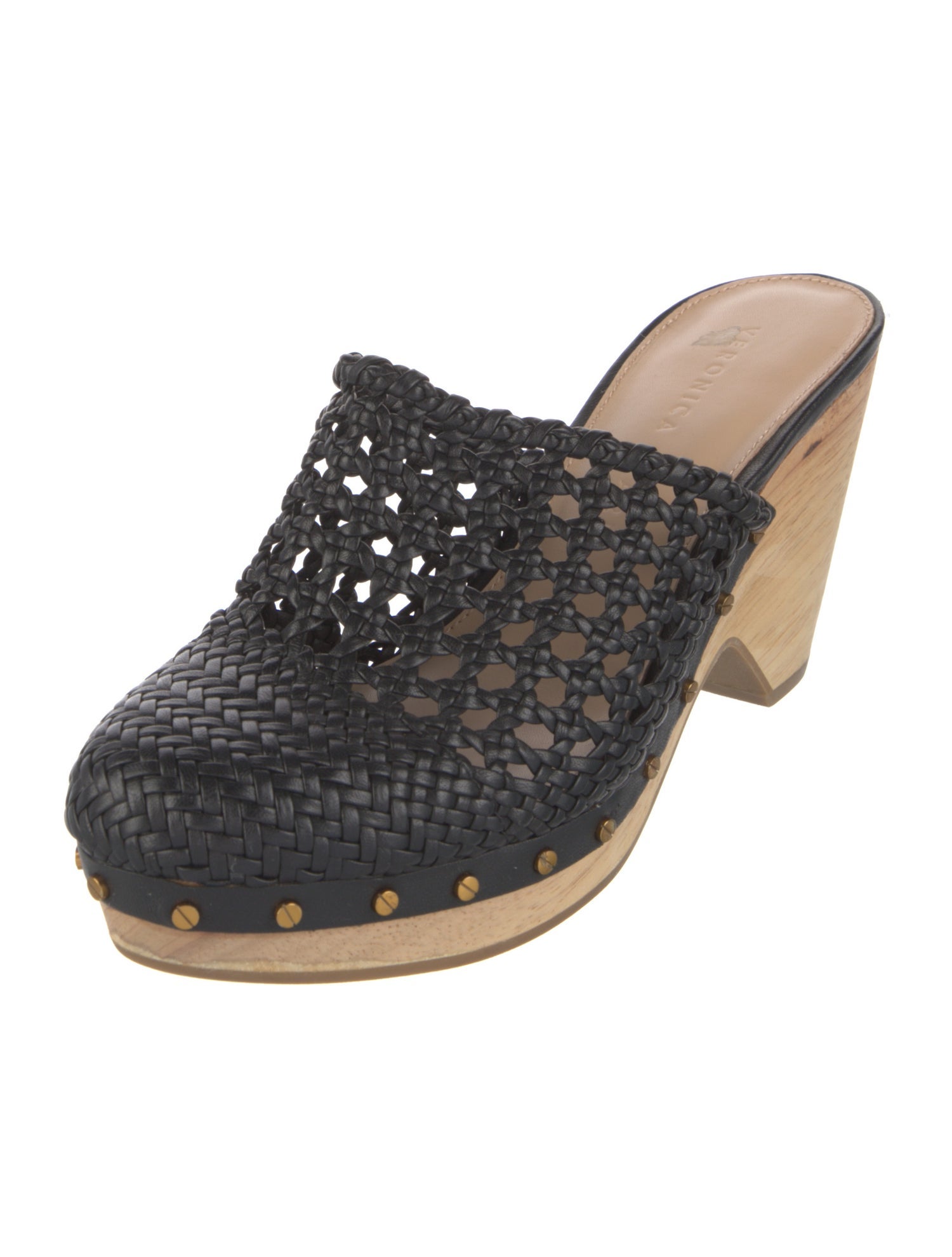 Veronica Beard Leather Cutout Accent Mules