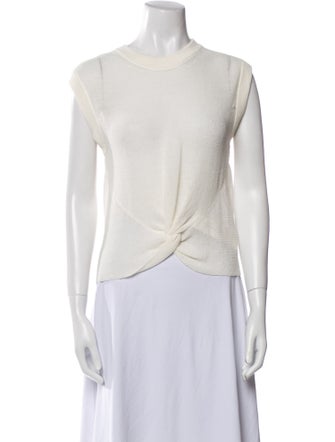 Veronica Beard Linen Crew Neck Crop Top