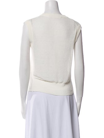 Veronica Beard Linen Crew Neck Crop Top