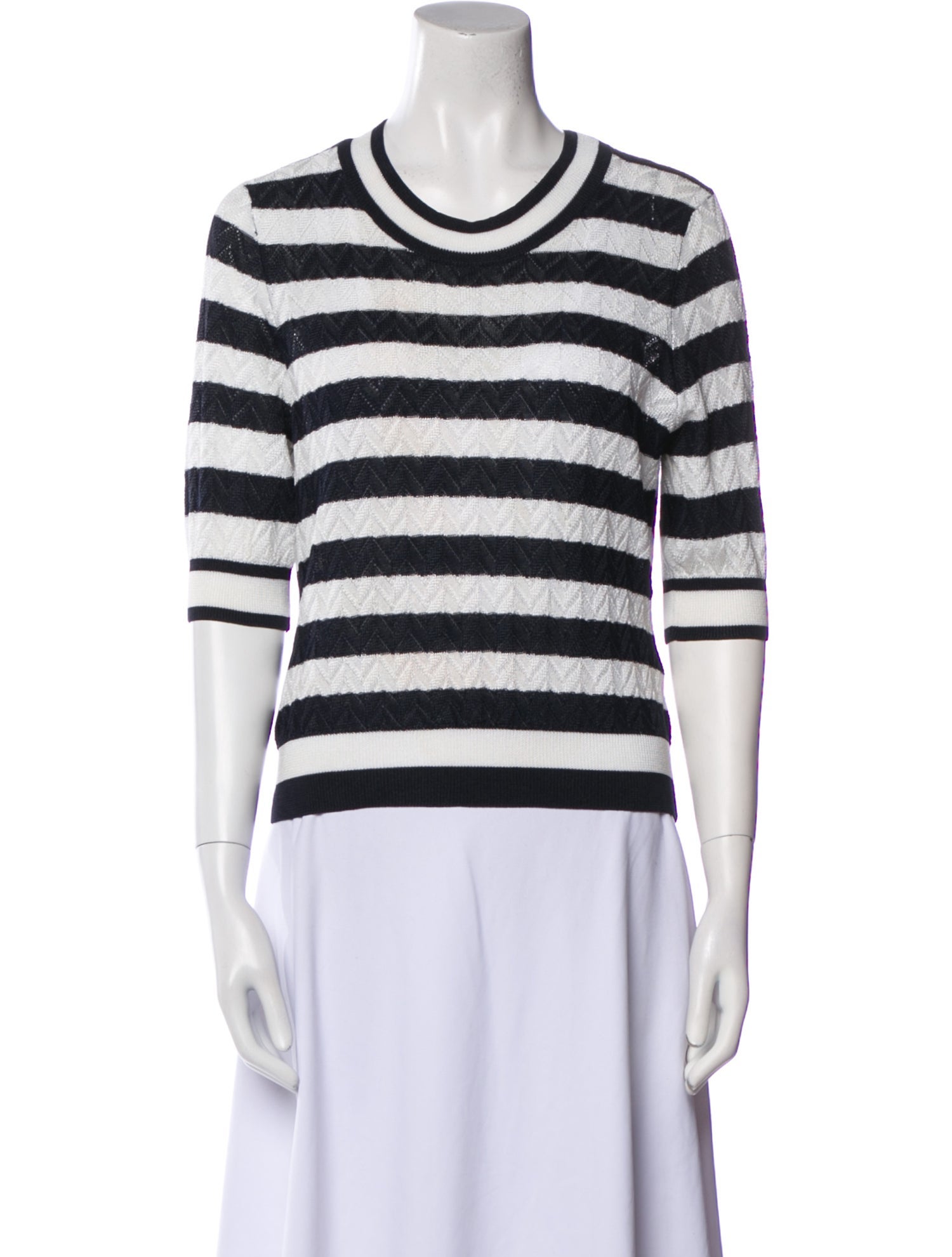 Veronica Beard Striped Scoop Neck Sweater