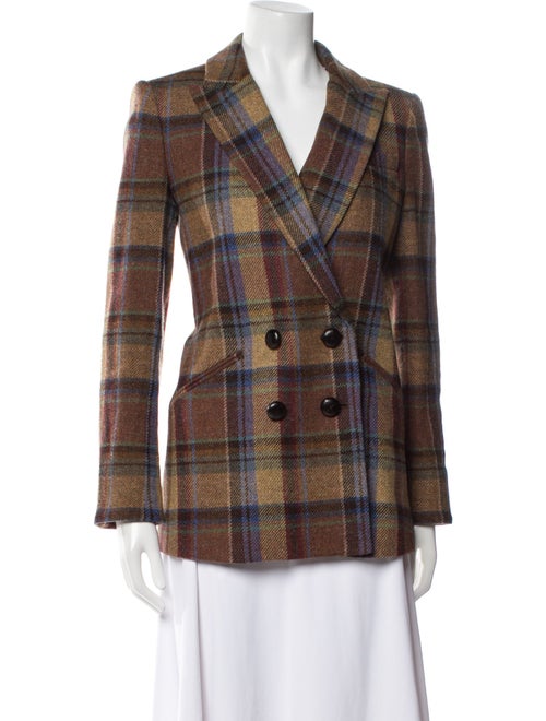 Veronica Beard Virgin Wool Plaid Print Blazer
