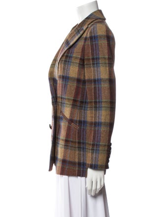 Veronica Beard Virgin Wool Plaid Print Blazer
