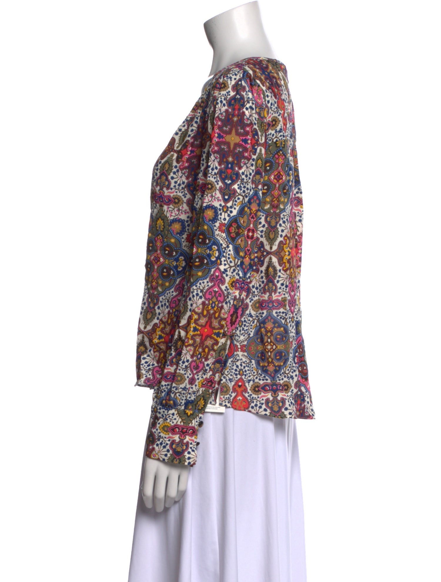 Veronica Beard Floral Print V-Neck Blouse