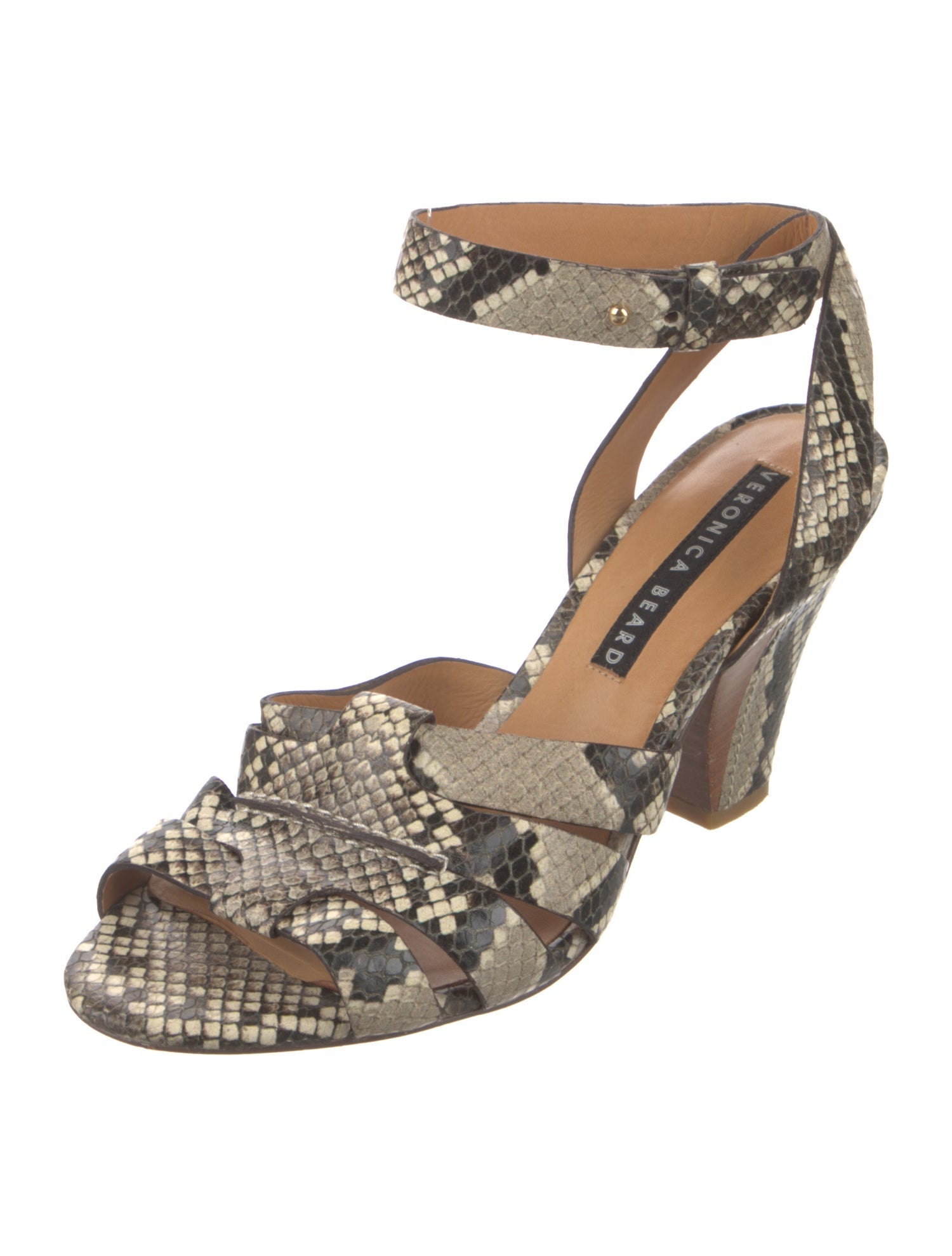 Veronica Beard Embossed Leather Animal Print Sandals